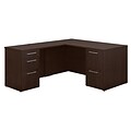 Bush Business Furniture Emerge 60W x 30D L Shaped Desk with 2 and 3-Drawer Pedestals, Mocha Cherry, Installed (300S096MRFA)