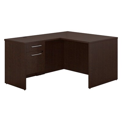 Bush Business Furniture Emerge 48W x 30D L Shaped Desk with 3/4 Pedestal, Mocha Cherry (300S093MR)