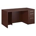 Bush Business Furniture Emerge 60W x 30D Breakfront Desk with 3 Drawer Pedestal, Harvest Cherry, Installed (300SDSP60CSKFA)