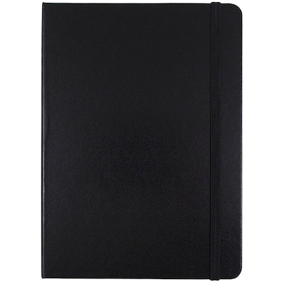 JAM Paper Hardcover Notebook with Elastic, Medium Journal, 5 x 7, Black, 100 Lined Sheets, Sold Indi