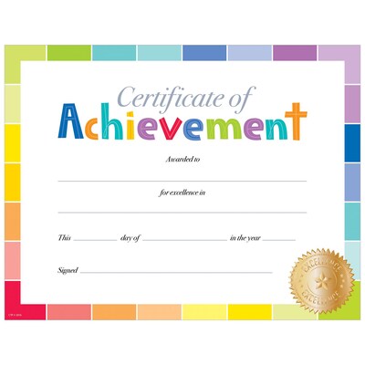 Creative Teaching Press Painted Palette Certificate of Achievement Large Awards 8-1/2x11, Pack of 50 (TCR2536)