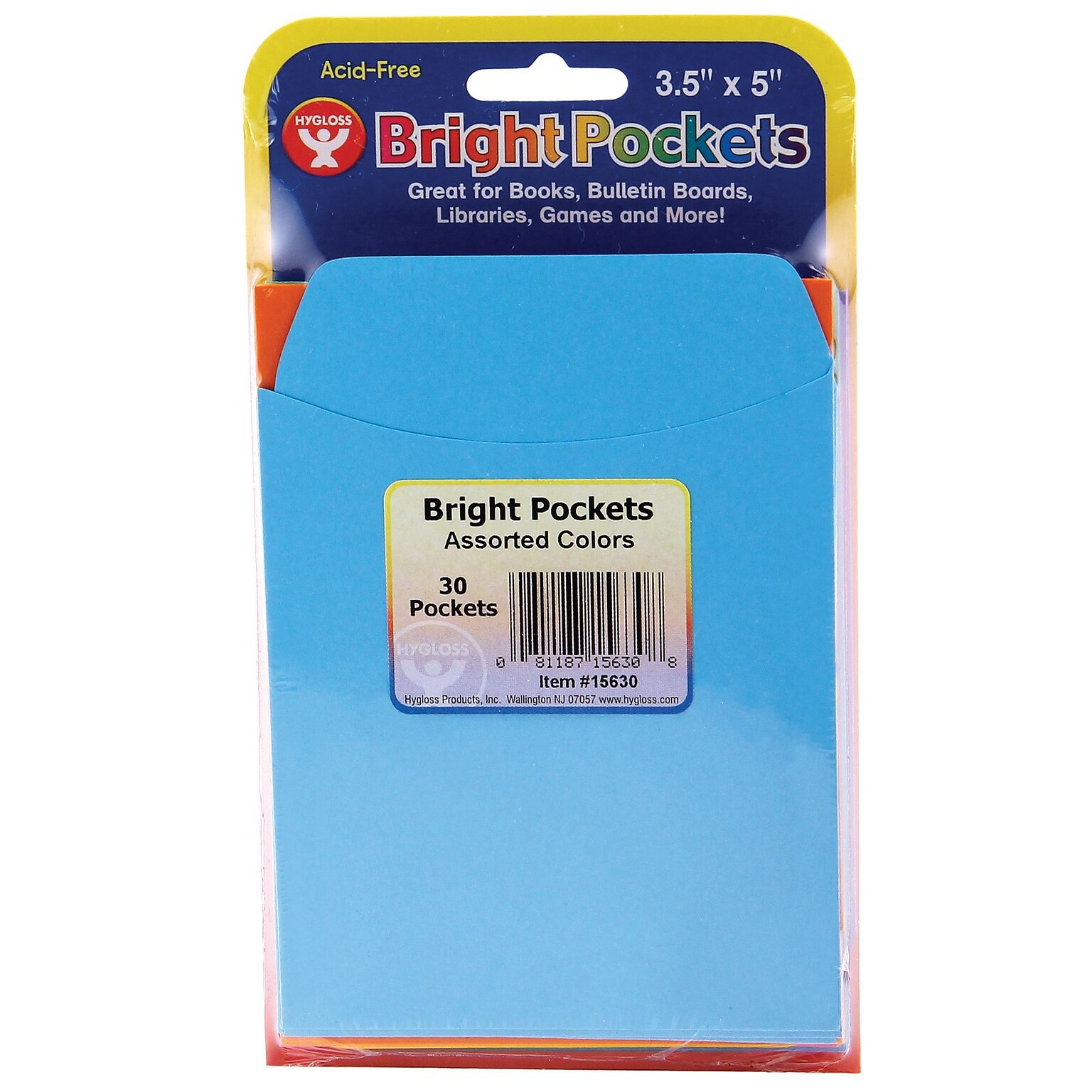 Hygloss Assorted Color Bright Pockets, 6 Count of 30 Packs Per Order (HYG15630)