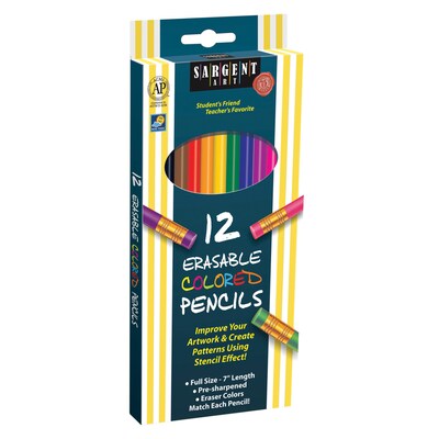 Sargent Art Erasable Colored Pencil Ages 3+, 12 Count of 12 Colored Pencils Per Order (SAR227203)