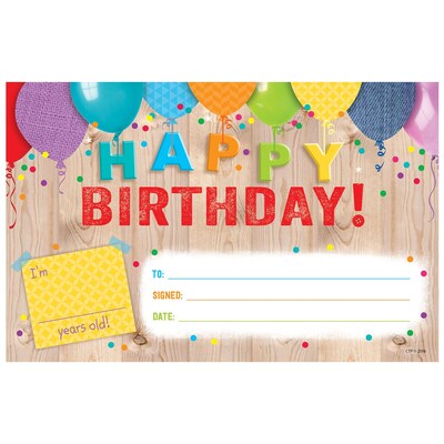 Creative Teaching Press Upcycle Style Happy Birthday! Award, 30 ct. (CTP2518)