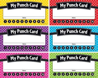 Teacher Created Resources Polka Dots Punch Cards, Pack of 60 (TCR5608)