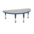 24”x48” Half Round T-Mold Activity Table, Grey/Blue/Chunky