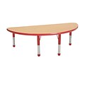 24”x48” Half Round T-Mold Activity Table, Maple/Red/Chunky