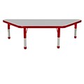 24”x48” Trapezoid T-Mold Activity Table, Grey/Red/Chunky