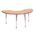 36”x72” Half Moon T-Mold Activity Table, Maple/Red/Standard Ball