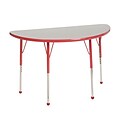 24”x48” Half Round T-Mold Activity Table, Grey/Red/Toddler Ball