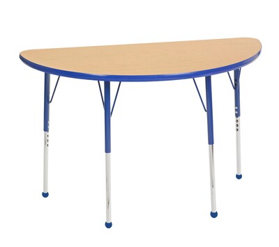 24”x48” Half Round T-Mold Activity Table, Maple/Blue/Toddler Ball