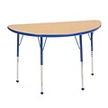 24”x48” Half Round T-Mold Activity Table, Maple/Blue/Toddler Ball