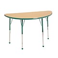 24”x48” Half Round T-Mold Activity Table, Maple/Green/Standard Ball