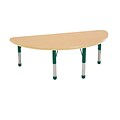 24”x48” Half Round T-Mold Activity Table, Maple/Maple/Green/Chunky