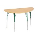 24”x48” Half Round T-Mold Activity Table, Maple/Maple/Green/Toddler Swivel