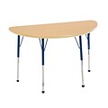 24”x48” Half Round T-Mold Activity Table, Maple/Maple/Navy/Toddler Ball