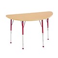 24”x48” Half Round T-Mold Activity Table, Maple/Maple/Red/Toddler Ball