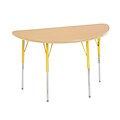 24”x48” Half Round T-Mold Activity Table, Maple/Maple/Yellow/Toddler Ball