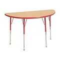 24”x48” Half Round T-Mold Activity Table, Maple/Red/Toddler Swivel