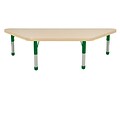 24”x48” Trapezoid T-Mold Activity Table, Maple/Maple/Green/Chunky