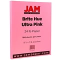 JAM Paper® Smooth Colored Paper, 24 lbs., 8.5 x 11, Ultra Pink, 100 Sheets/Pack (103564)