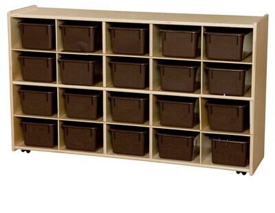 Contender™ 27.25''H x 46.75''W x 12''D 20 Tray Cubby Storage on Casters with Brown Trays (C14502F-C5)