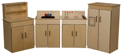 Wood Designs 4 Piece Play Appliance Set With Brown Accents(10002BN)