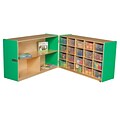 Wood Designs 30H x 96W x 15D Mobile Half & Half Folding Storage with 20 Translucent Trays (14631G)