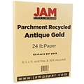 JAM Paper® Parchment Colored Paper, 24 lbs., 8.5 x 11, Antique Gold Recycled, 50 Sheets/Pack (2716