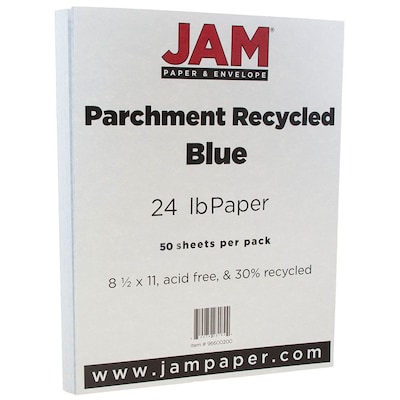 Jam Paper Colored 24lb Paper - 8.5 x 11 Letter - Blue Recycled - 50 Sheets/Pack