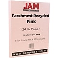 JAM Paper® Parchment Colored Paper, 24 lbs., 8.5 x 11, Pink Recycled, 50 Sheets/Pack (96600900A)