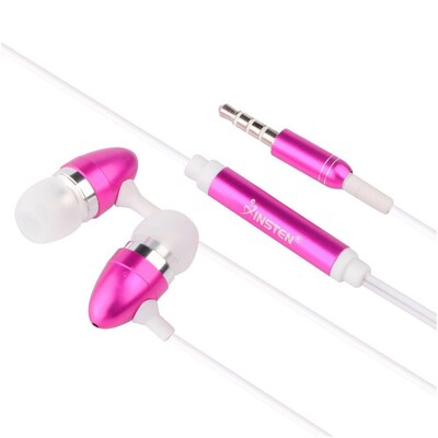 Insten Universal 3.5mm In-Ear Stereo Headset w/ On-off Mic Hot Pink For Samsung Galaxy Note 4 HTC LG Nokia Motorola (241525)
