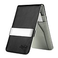 Zodaca Mens Faux Genuine Leather Silver Money Clip Wallets ID Credit Card Holder - Black/Gray (1885902)