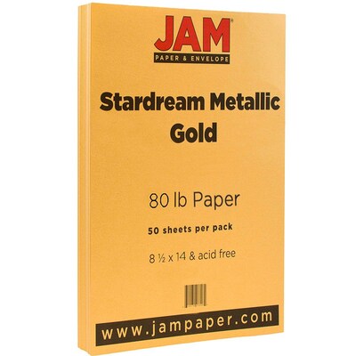 JAM Paper 80 lb. Paper, 8.5 x 14, Gold, 50 Sheets/Pack (17326988)