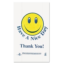 Barnes Paper CO. Smiley Face 21 X 11.5 Plastic Shopping Bags, 900/Carton (BPC T1/6SMILEY)