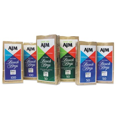 AJM Packaging Paper 10.63"H x 5.13"W x 3.13"D Standard Lunch Bags, Brown, 1200/Pack