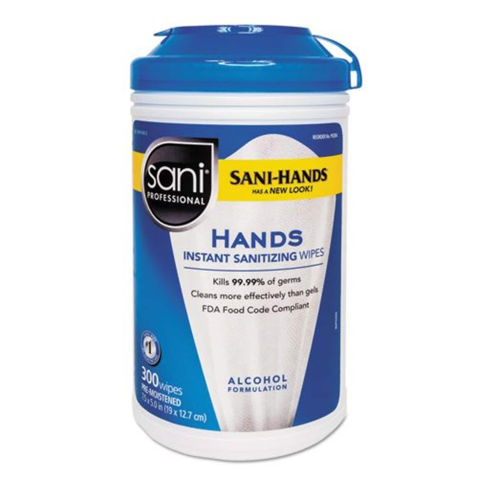 Sani Professional Instant Hand Sanitizer Wipes, Clean Scent, 6/Carton (P92084)