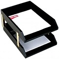 Dacasso  Leather Double Legal Trays with Gold Posts - Classic Black (DCSS372)