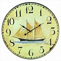 Handcrafted Model Ships  Wooden Vintage Schooner Decoration Nautical Clock 23 in. Decorative Accent (HDFM026)