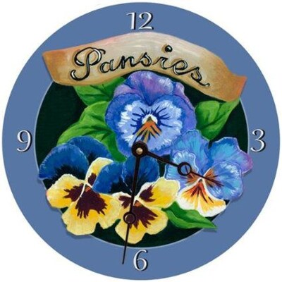 Lexington Studios  Pansies Round Clock (LXNGS1019)