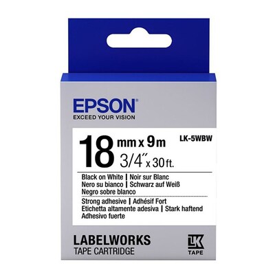 Epson® LabelWorks 3/4 Thermal Transfer Data Cartridge Label; Black On White (LK-5WBW)