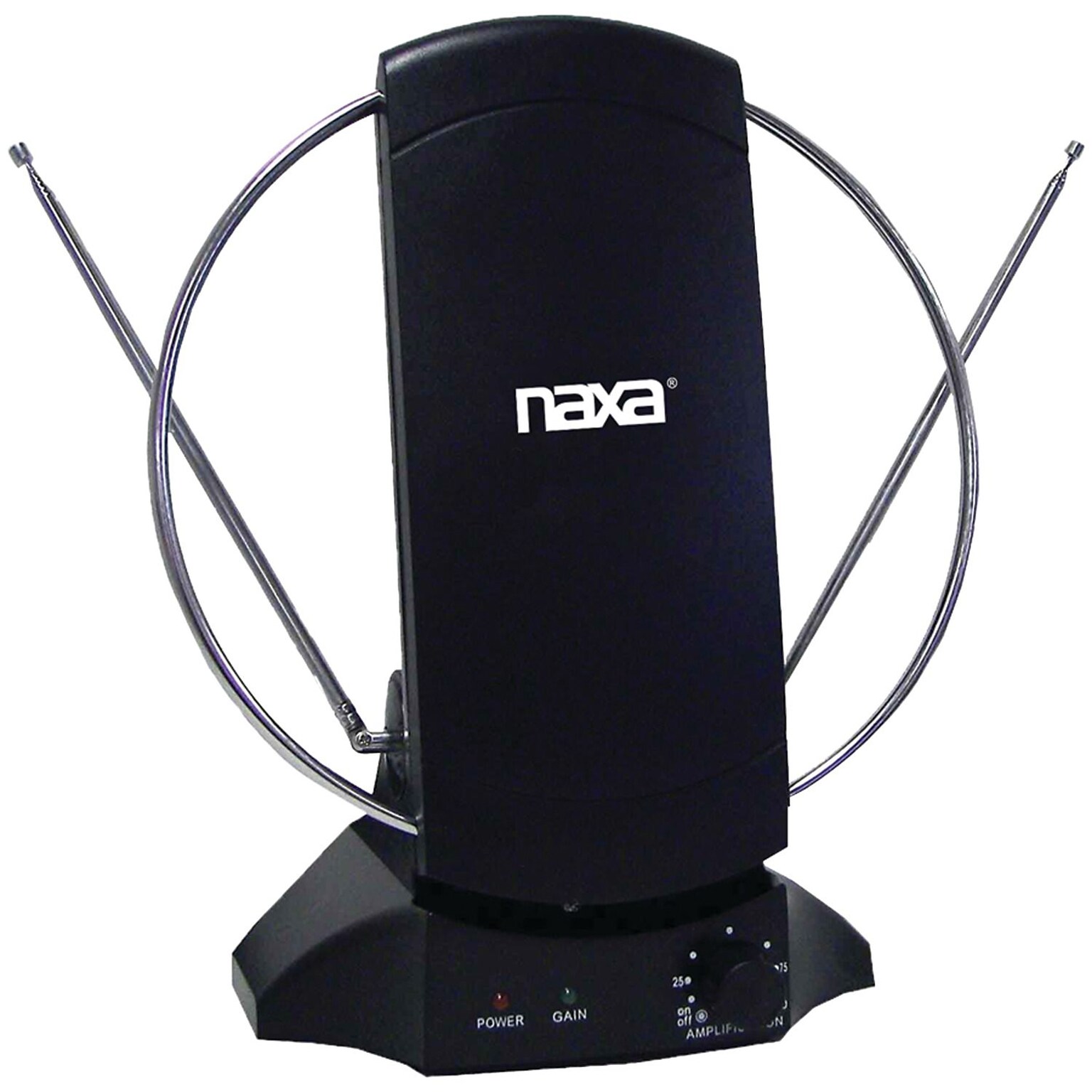 Naxa High-Powered Amplified ATSC/HDTV/FM Antenna, Black (NAXA308)