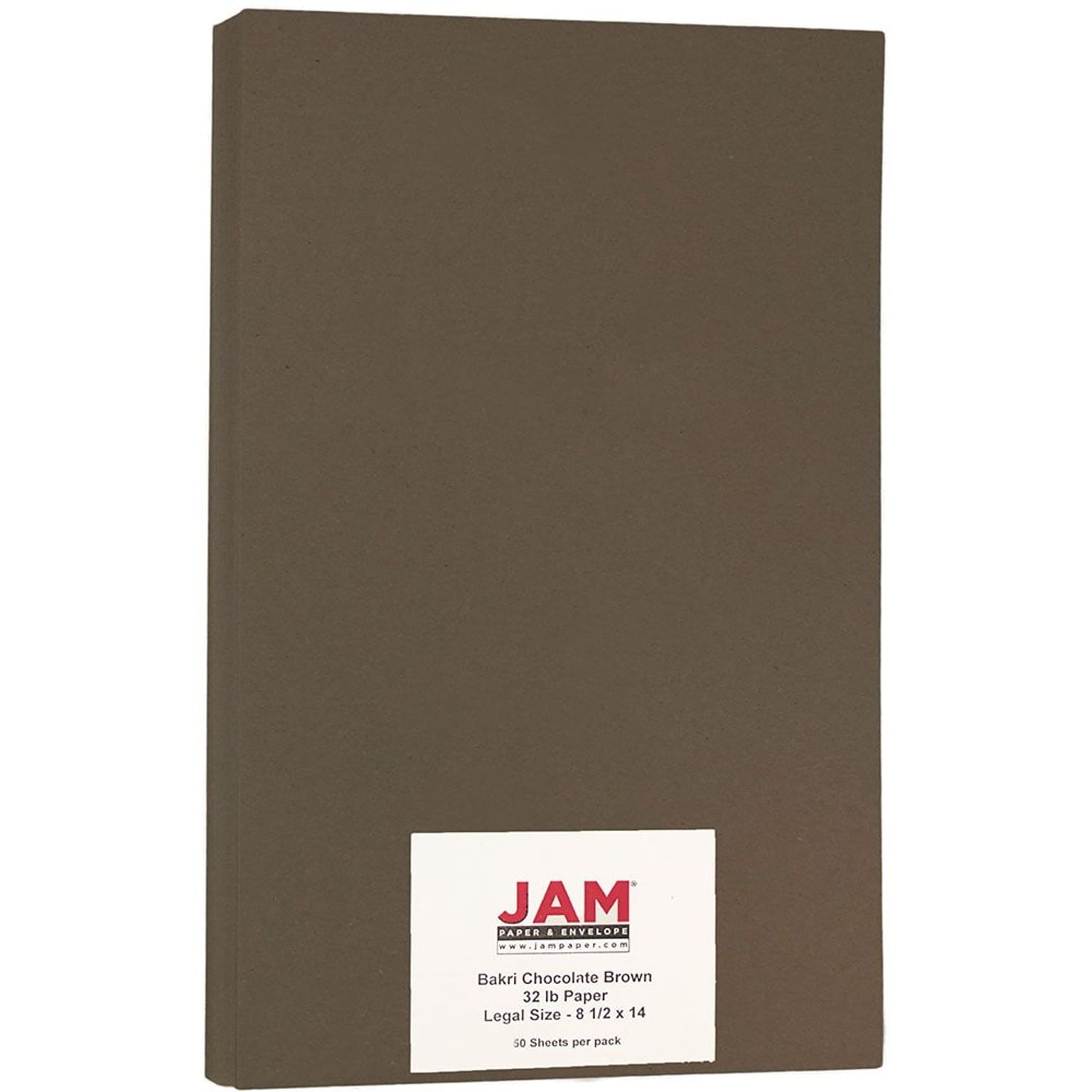 JAM Paper Matte Colored 8.5 x 14 Color Copy Paper, 32 lbs., Bakri Chocolate Brown, 50 Sheets/Ream (64426903)