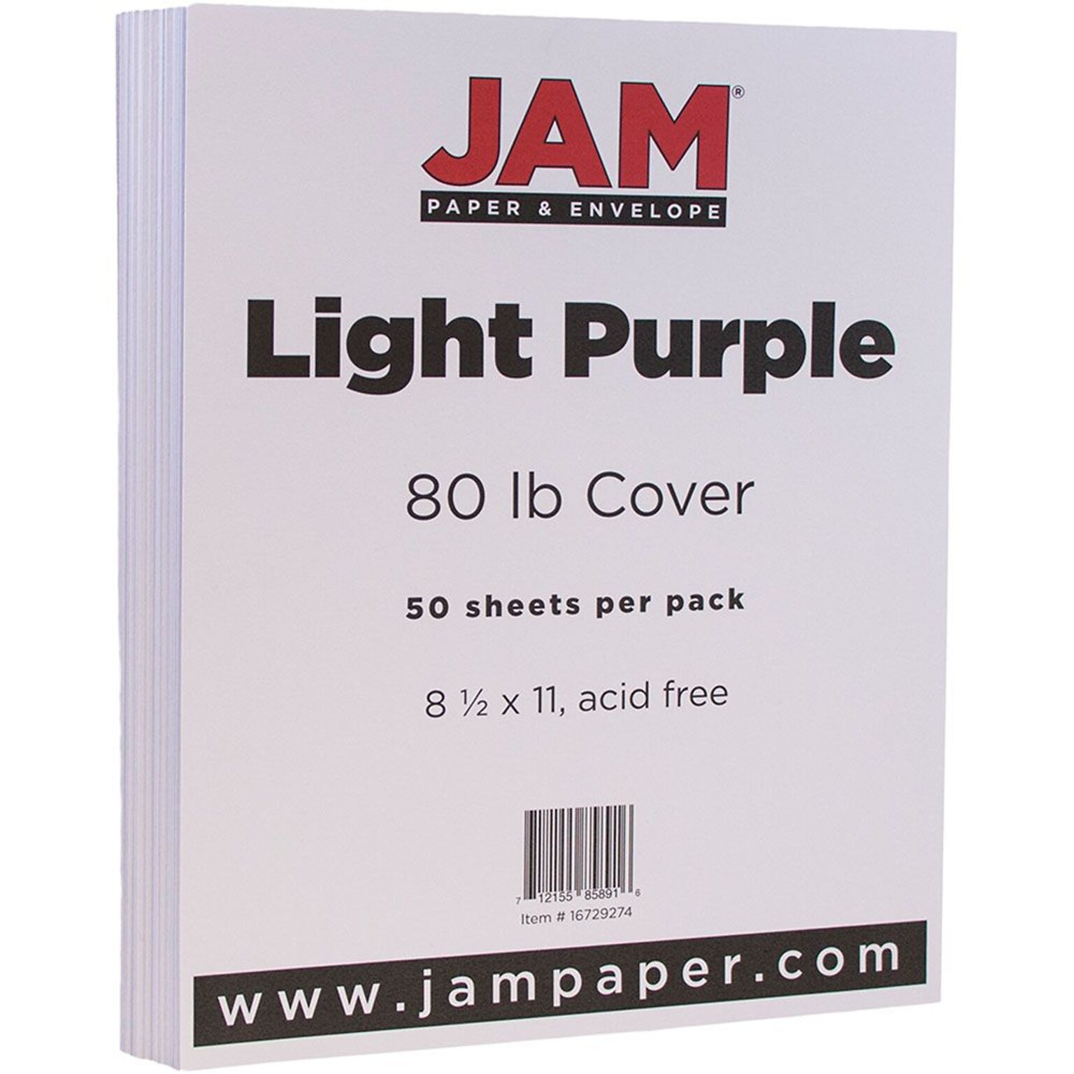 JAM Paper® Matte Cardstock, 8.5 x 11, 80lb Light Purple, 50/pack