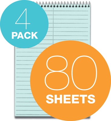 TOPS Prism Steno Pads, 6" x 9", Gregg, Blue, 80 Sheets/Pad, 4 Pads/Pack (TOP 80284)