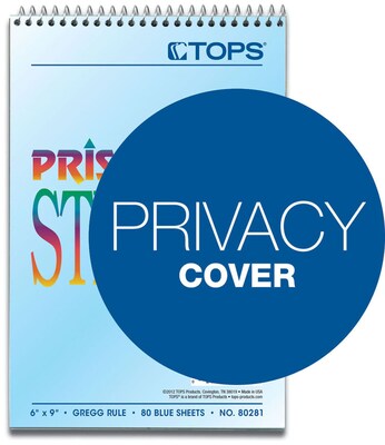 TOPS Prism Steno Pads, 6" x 9", Gregg, Blue, 80 Sheets/Pad, 4 Pads/Pack (TOP 80284)