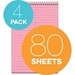 TOPS Prism Steno Pads, 6" x 9", Gregg, Pink, 80 Sheets/Pad, 4 Pads/Pack (TOP 80254)