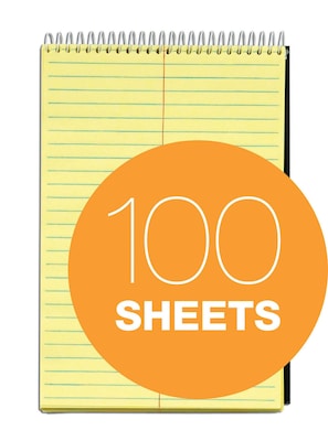 TOPS Docket Steno Book, 6" x 9", Gregg Ruled, Canary, 100 Sheets/Pad (63851)
