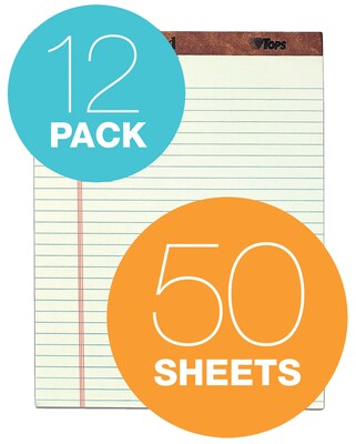 TOPS The Legal Pad Writing Pad, 8-1/2 x 11-3/4, Legal Ruled, Greentint, 50 Sheets/Pad, 12/Pack (75