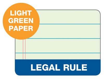 TOPS The Legal Pad Writing Pad, 8-1/2" x 11-3/4", Legal Ruled, Greentint, 50 Sheets/Pad, 12/Pack (7534)